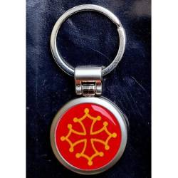 Keyring Occitan cross (round, metal)